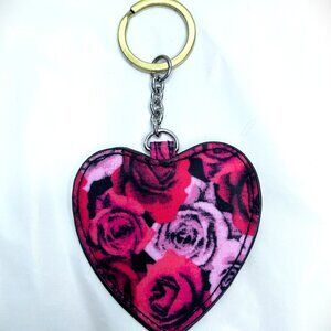 Vera Bradley Look of Love Bag Charm Havana Hothouse Heart Roses Flowers Floral